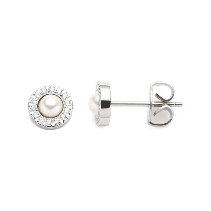 Ladies ear studs glitz isa in stainless steel with pearls