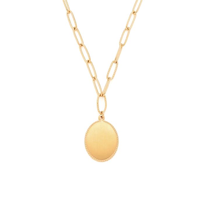 Marella necklace with engraved pendant, stainless steel, gold