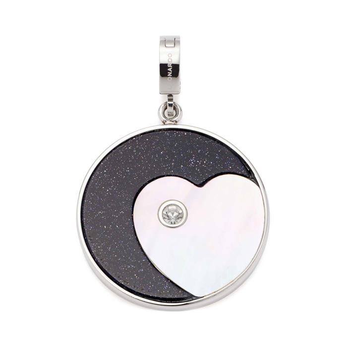 Fina Darlin's pendant, stainless steel, blue river, mother-of-pearl