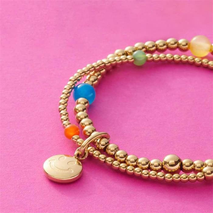 Double-row Smile bracelet in gold-plated stainless steel