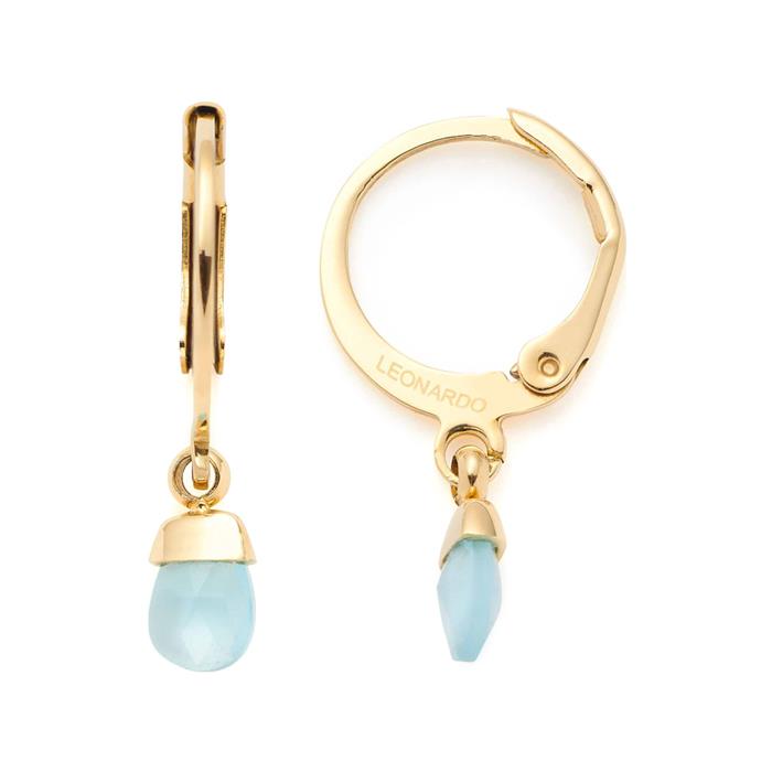 Evi Ciao hoop earrings with glass stone in stainless steel, IP gold