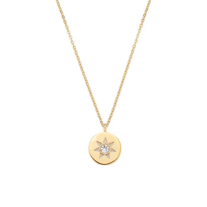 Senna Ciao necklace with crystal in stainless steel, gold