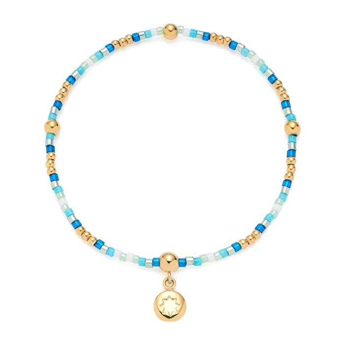 Solea Ciao bracelet, turquoise glass beads, stainless steel, gold