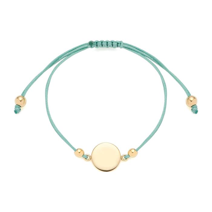 Engraving bracelet Mila in stainless steel, IP gold, textile, mint