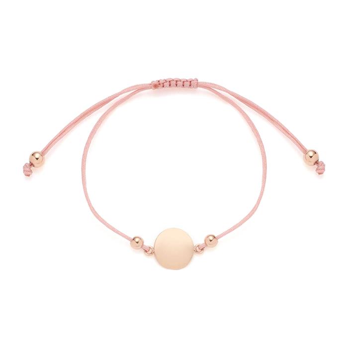 Pulsera de grabado Mila, correa textil rosa, acero inoxidable, IP rosé