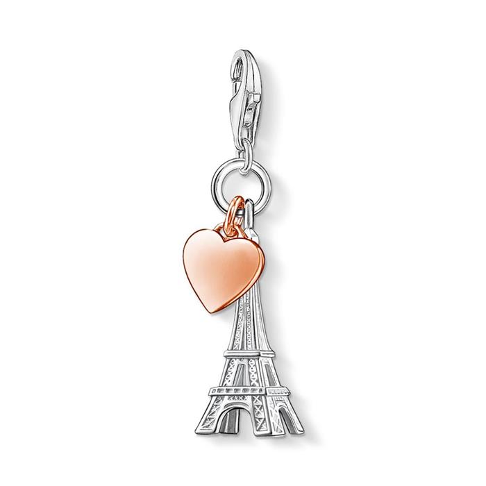 Eiffel tower charm with heart in 925 sterling silver