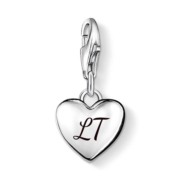 Heart charm in sterling silver, engravable