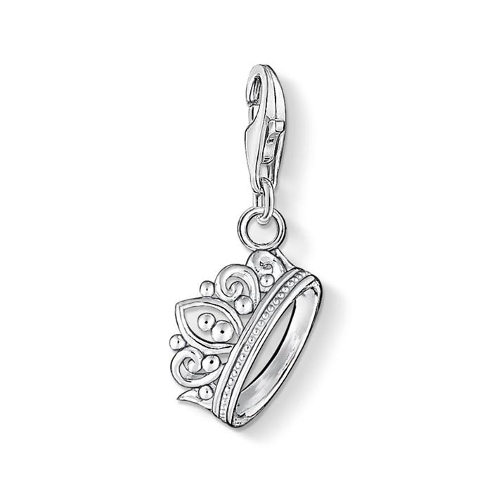 Ladies charm pendant crown in 925 sterling silver