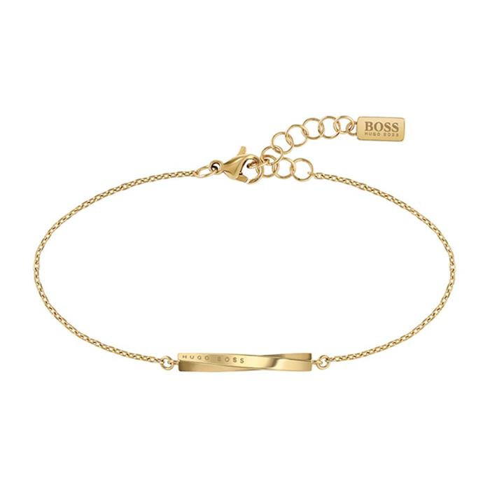 Signature Stainless Steel Bracelet For Ladies, Ip Gold