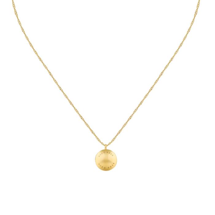 Ladies necklace medallion in gold-plated stainless steel