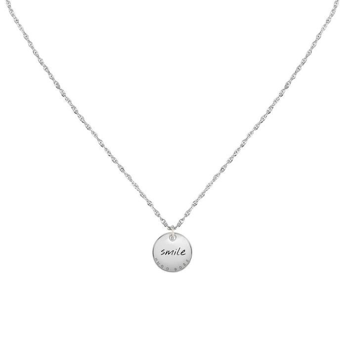 Stainless steel chain medallion with engraving pendant, bicolour