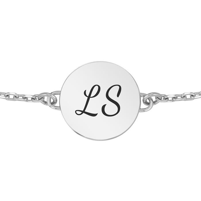 Ladies engraving bracelet in stainless steel with glass crystals