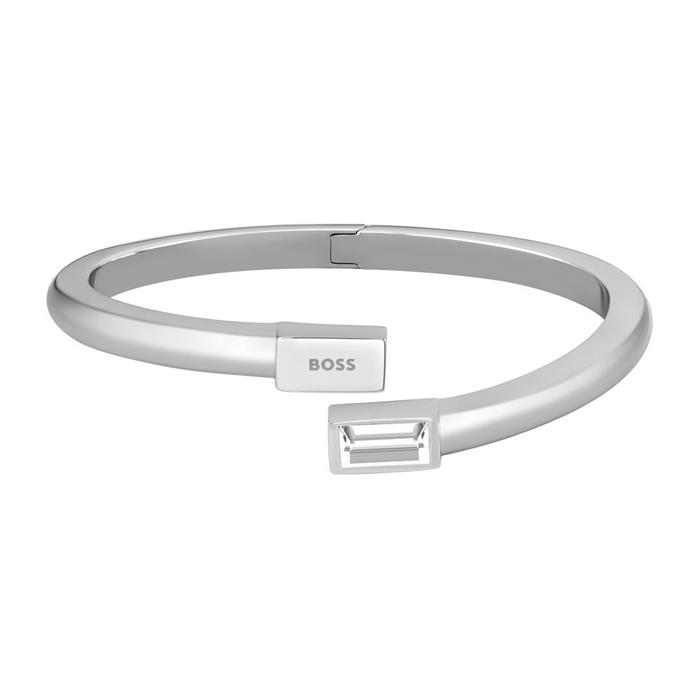 Clia brazalete abierto para mujer en acero inoxidable, cristal