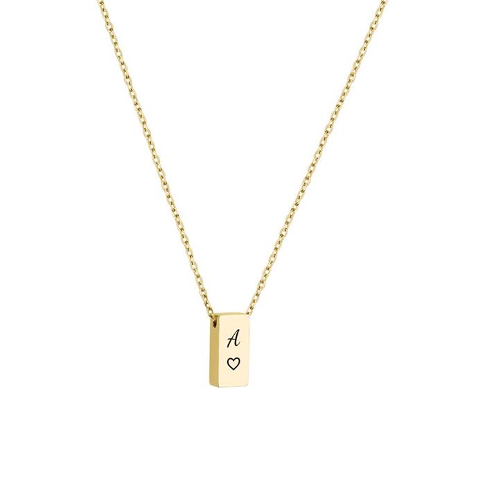 Ladies necklace with engraving pendant in stainless steel, IP gold