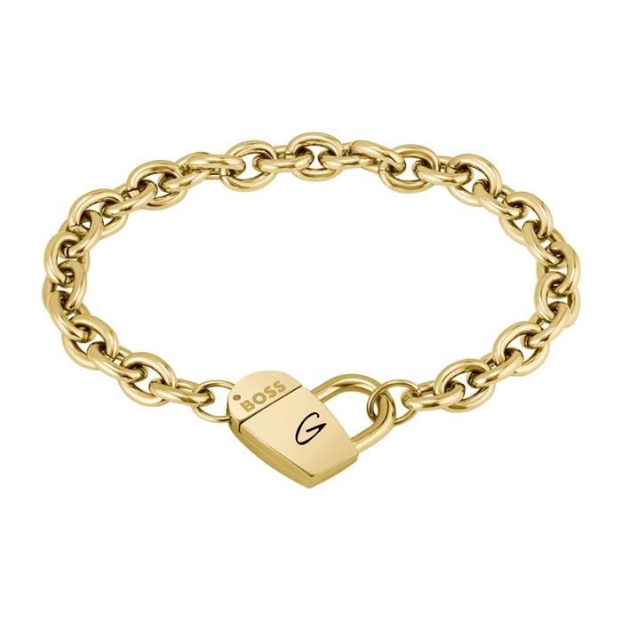 Dinya bracelet in stainless steel with heart clasp, gold