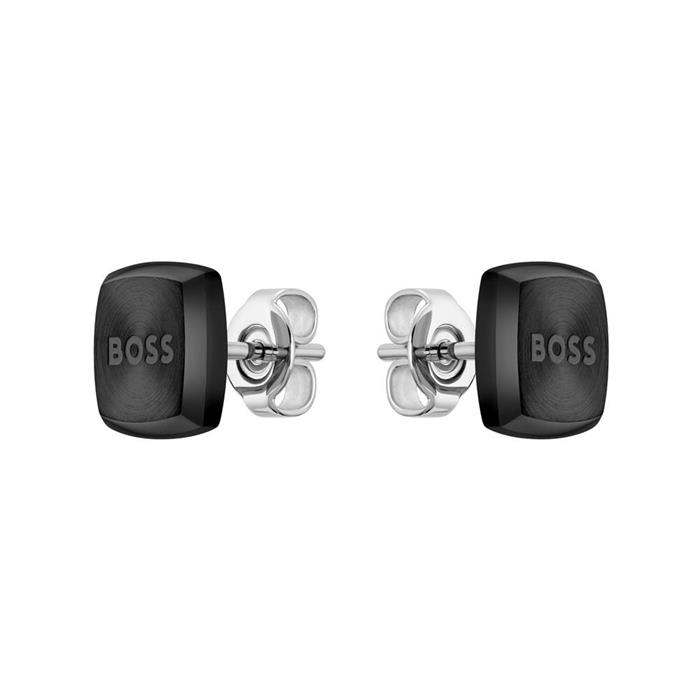 Stainless steel stud earrings for men, IP black