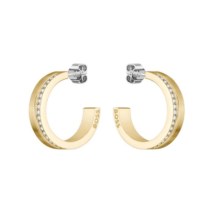 Iona stud earrings in stainless steel, IP gold, crystals