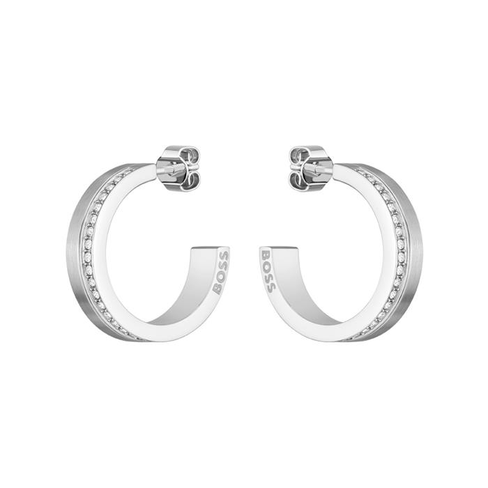 Iona stud earrings for women in stainless steel, crystals