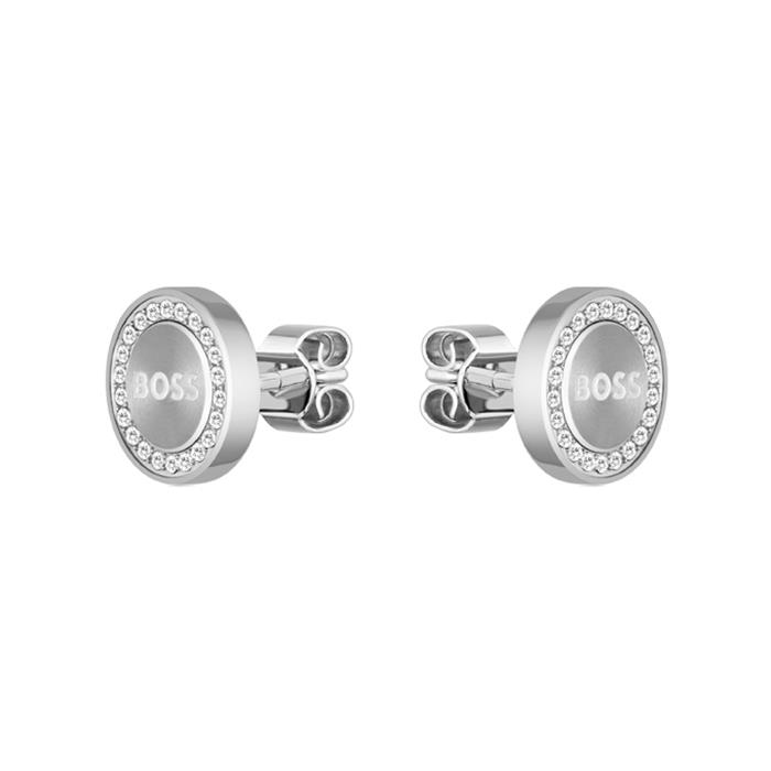 Ladies ear studs iona in stainless steel with crystals