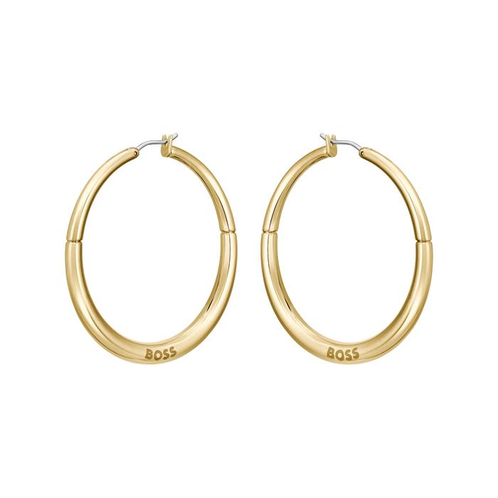 Ladies' hoop earrings June in stainless steel, gold-plated