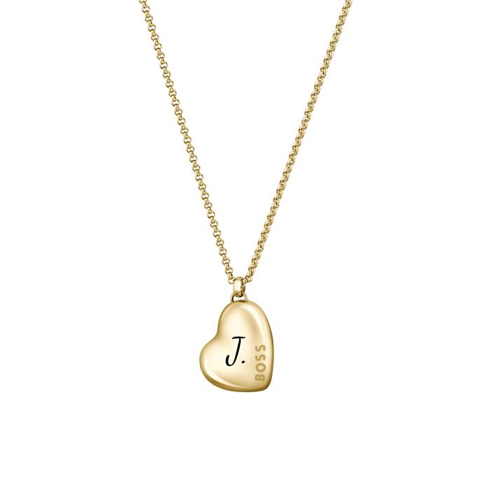 Gold-plated stainless steel chain Honey with heart, engravable