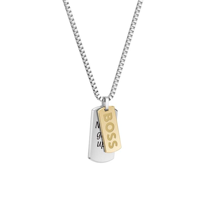 Men's engraving chain Devon, dog tag, stainless steel, bicolour