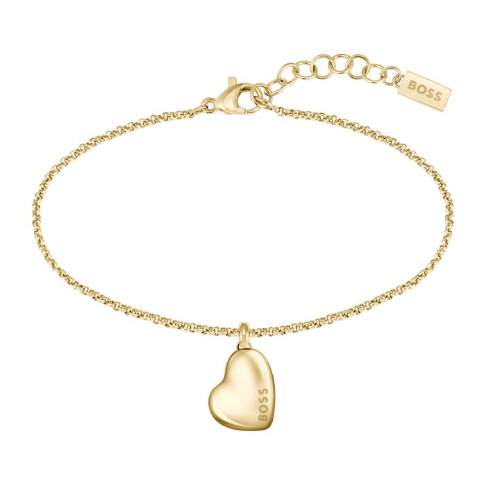 Heart engraving bracelet Honey for ladies, stainless steel, IP gold