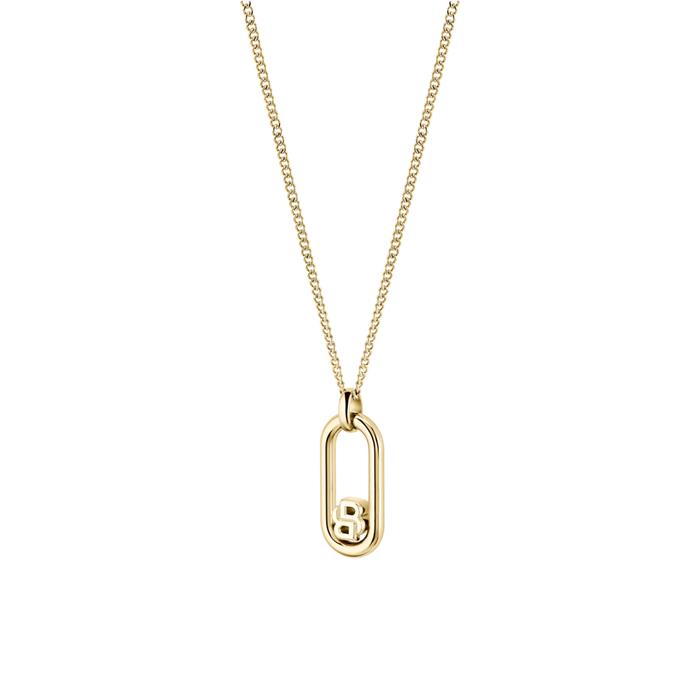 Cadena Double B para mujer en acero inoxidable con colgante, oro IP