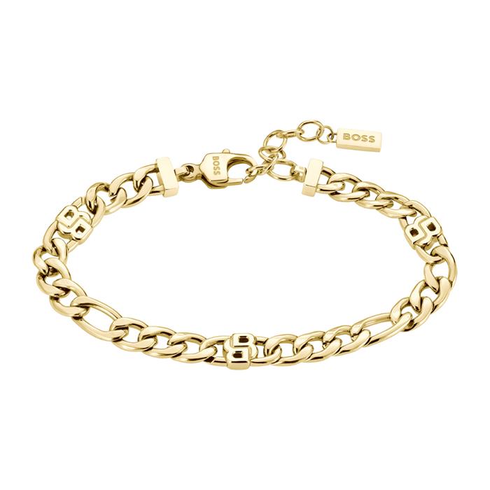 Women's Figaro bracelet Double B in stainless steel, gold plated