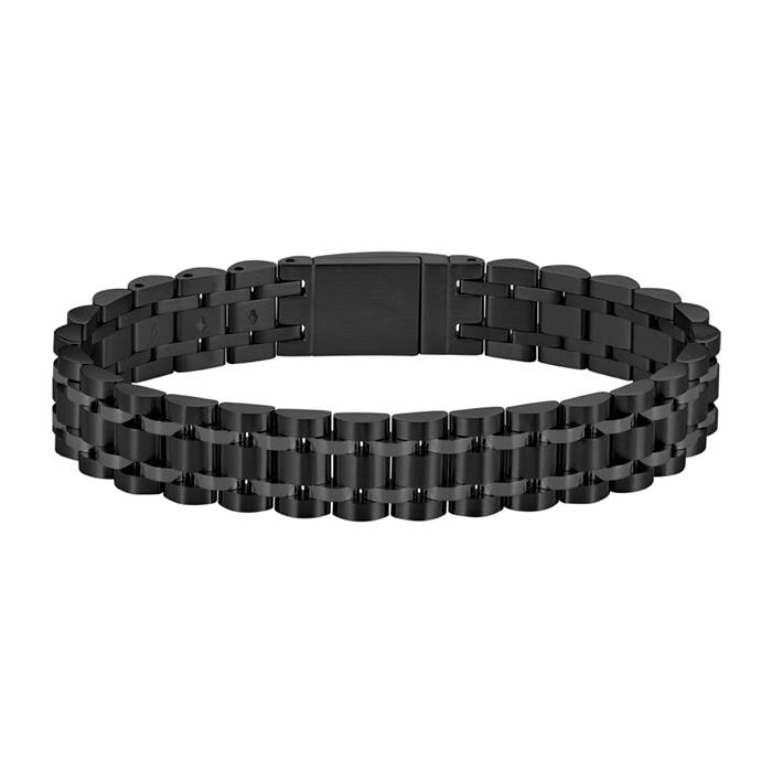 Engraved bracelet for men Owan made of stainless steel, black