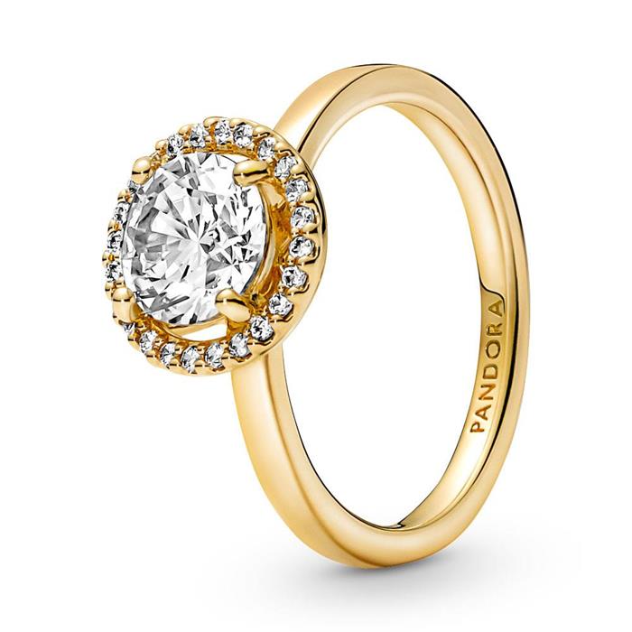 Stralende ring voor dames met Zirkonia, IP goud