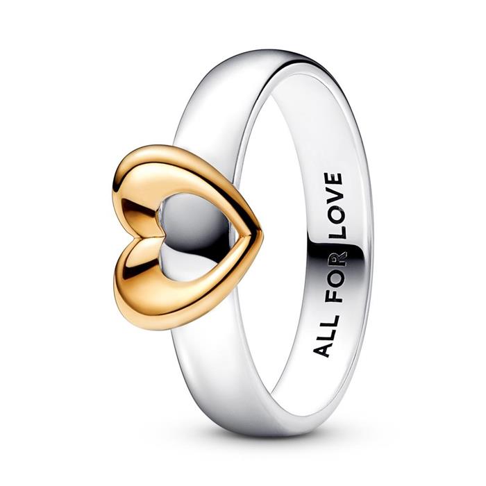 Anillo corazón para mujer de plata 925, bicolor