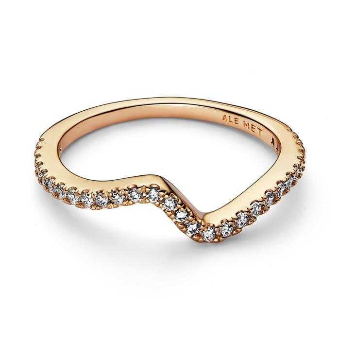 Gold-plated ring wave with zirconia