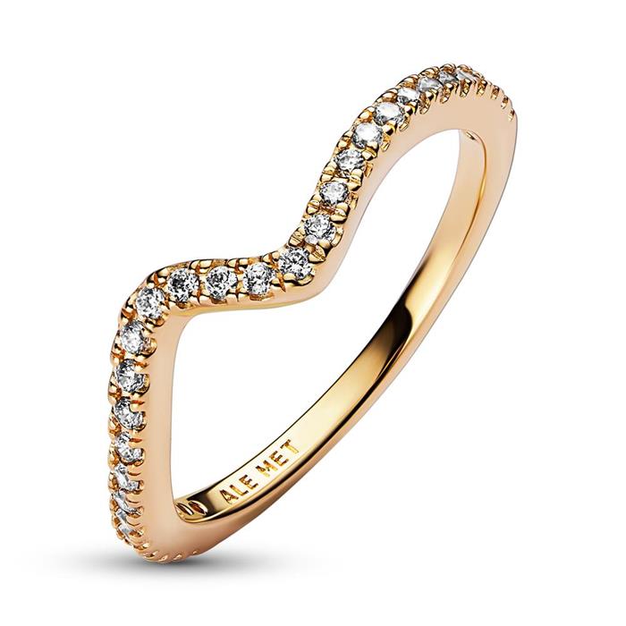 Gold-plated ring wave with zirconia