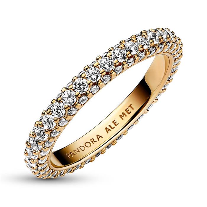 Gravierbarer Pavé Ring Timeless für Damen, vergoldet