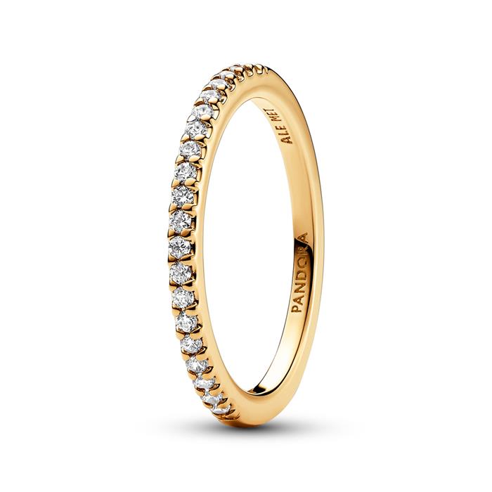 Gold-plated ladies ring moments with zirconia stones