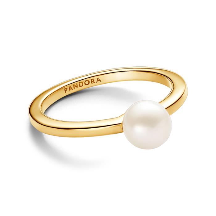 Gold-plated Timeless ring for women with pearl