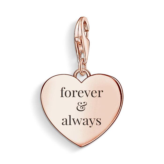 Heart charm pendant in 925 sterling silver, rose gold plated