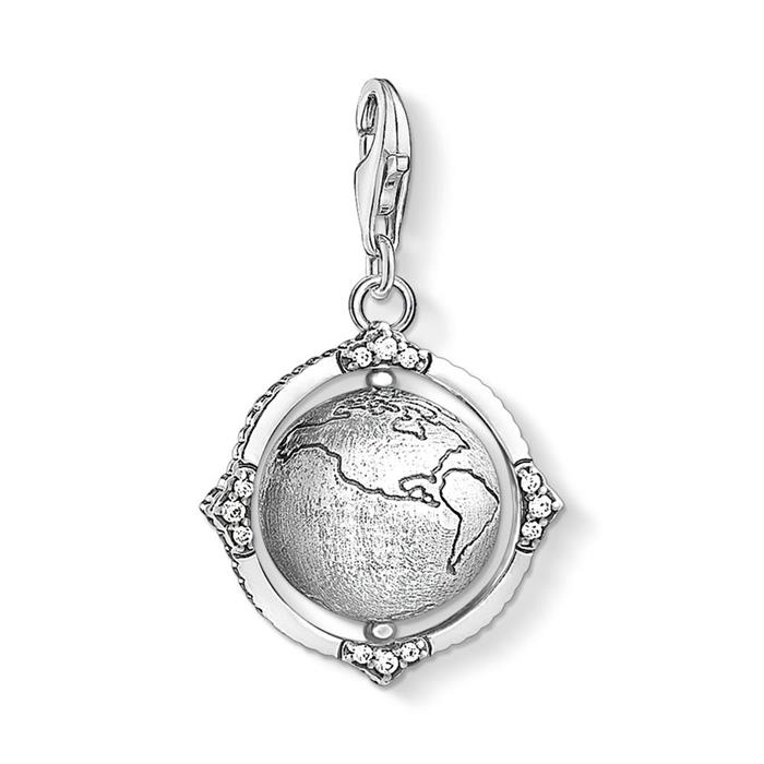 Charm Pendant Vintage Globe In 925 Sterling Silver