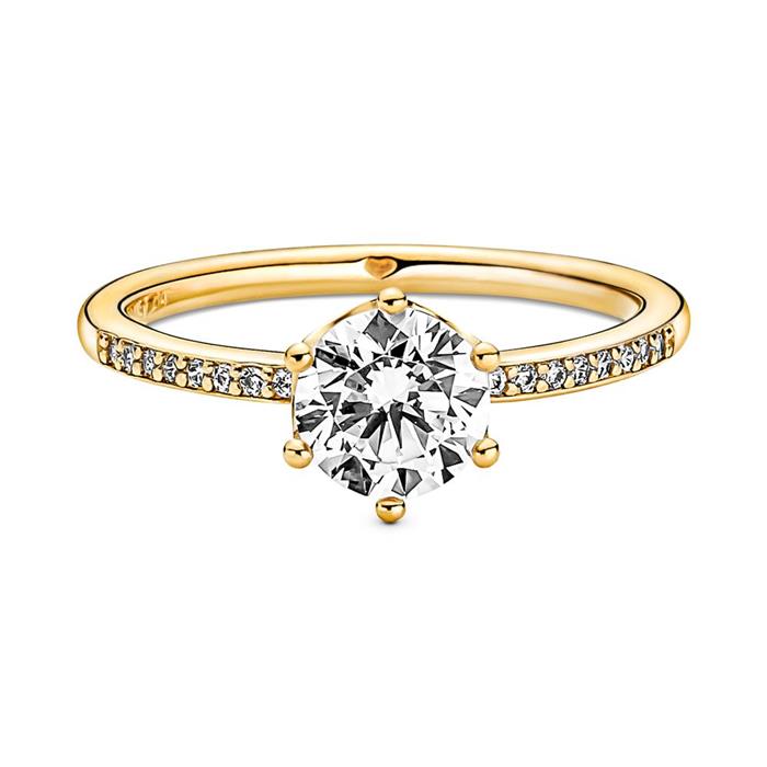 Ladies ring solitaire with zirconia stones