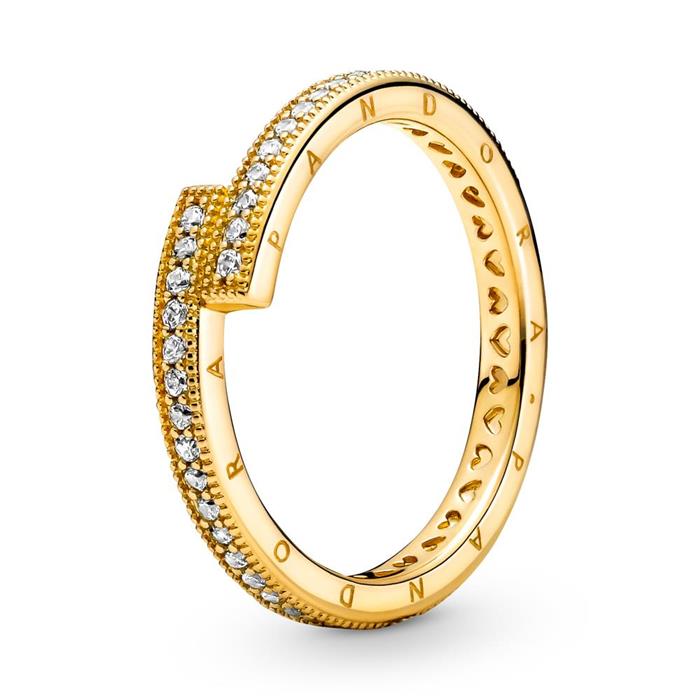 Gold-plated ring for ladies with cubic zirconia