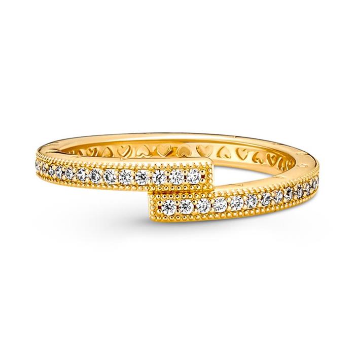 Gold-plated ring for ladies with cubic zirconia