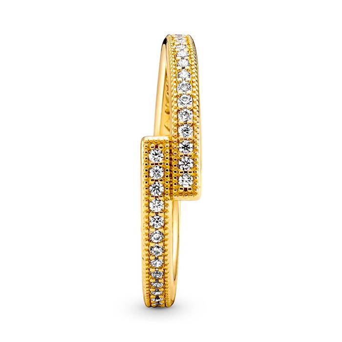 Gold-plated ring for ladies with cubic zirconia