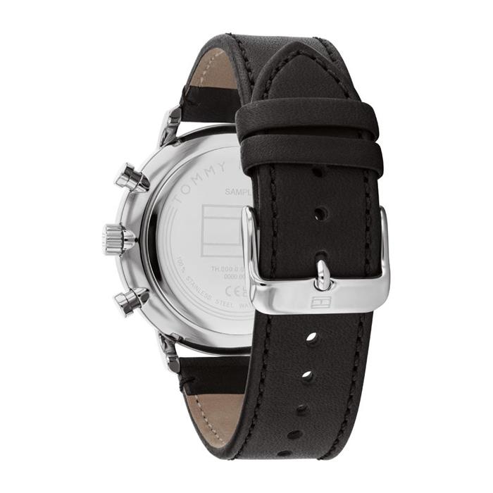 Men's multifunctional watch in stainless steel and leather