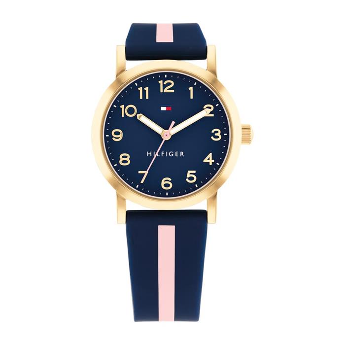 Mädchen Uhr aus Edelstahl und Silikon, blau, rosa