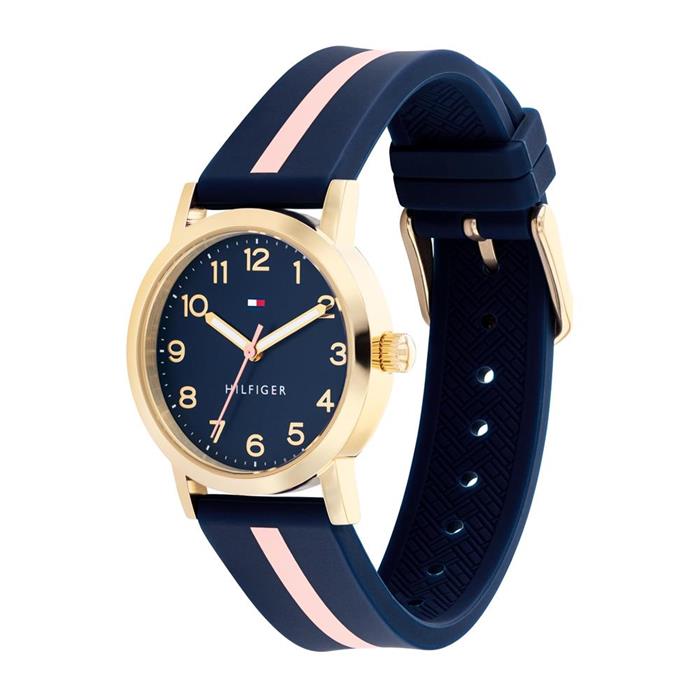 Girls' watch in stainless steel and silicone, blue, pink