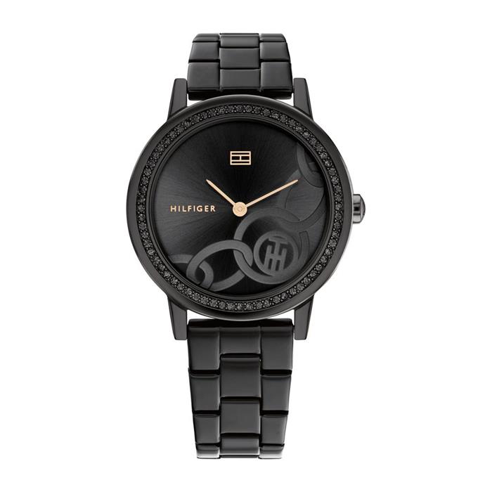 Quartz Watch For Ladies In Stainless Steel, Crystals, Black