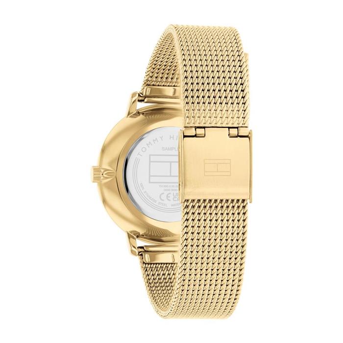 Ladies watch with green dial in stainless steel, IP gold