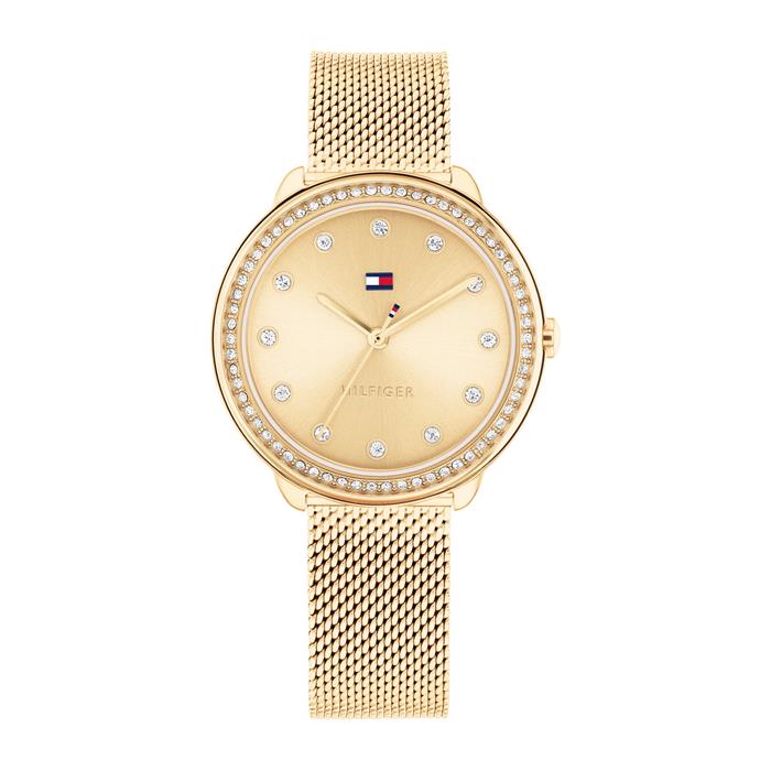 Reloj de pulsera Demi con cristales en acero inoxidable, oro IP
