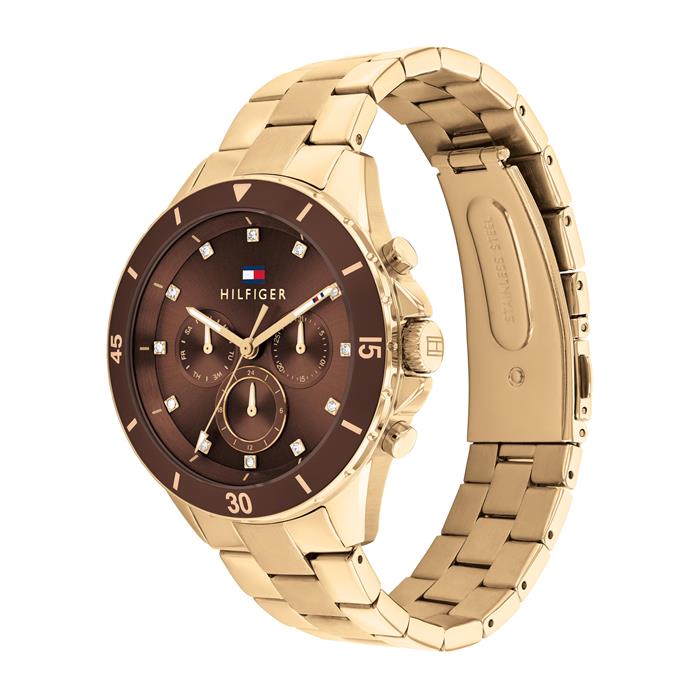 Ladies' multifunction watch Mellie in stainless steel, IP gold